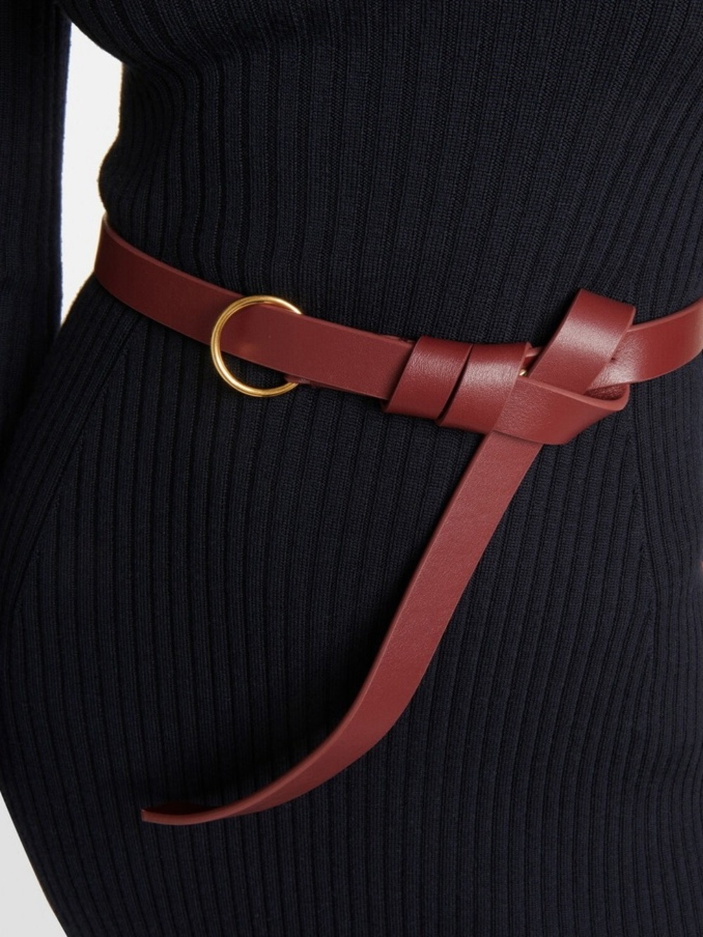 Altuzarra Slim Knot Belt in Burgundy with Gold Ring
